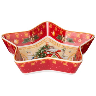 БЛЮДО-ЗВЕЗДА LEFARD "ДЕД МОРОЗ" 17,5*17,5*3,5 СМ КРАСНОЕ (КОР=36ШТ.)