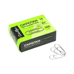 Скрепки канцелярские GLOBUS, 28 мм, 100 шт., оцинкованные