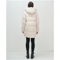 Куртка зимняя женская с капюшоном модная бежевого цвета 3193B