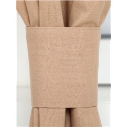 Шторы для кухни Этель ECO, бежевые, 136×180 см - 2 шт., подхваты - 2 шт., 70% хлопок, 30% лён, 190 г/м²