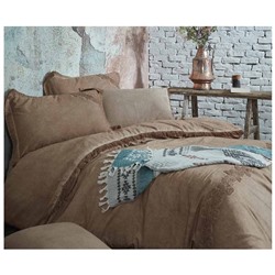 2 сп. Евро Комплект Постельного Белья Cotton Saten Oba Bej Çift - EcoCotton