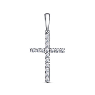 Подвеска с фианитом родированная серебро 925*