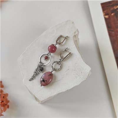 Серьги из родонита