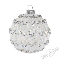 Шар "Серебряный зигзаг" (стекло) 8 см
