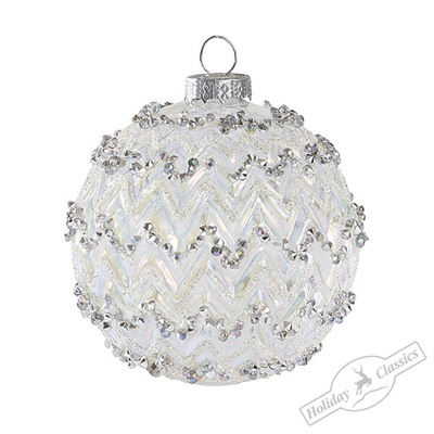 Шар "Серебряный зигзаг" (стекло) 8 см