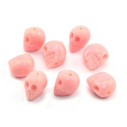Разделитель-бусина П, Череп  9*11*13мм, цв.розовый, отверстие 1,2мм.