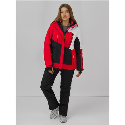 Горнолыжная куртка женская зимняя красного цвета 7081Kr