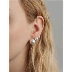 Серьги пусеты QF «Рэйчел», 18 пар, бусина d=5-12 мм, цвет белый