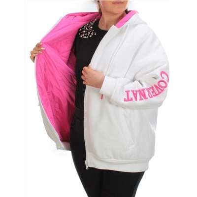 2562 WHITE/PINK Худи женское (50 гр. синтепон)