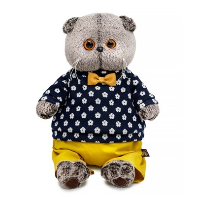 Мягкая игрушка "Кот Басик в джемпере в цветочек" (22 см)