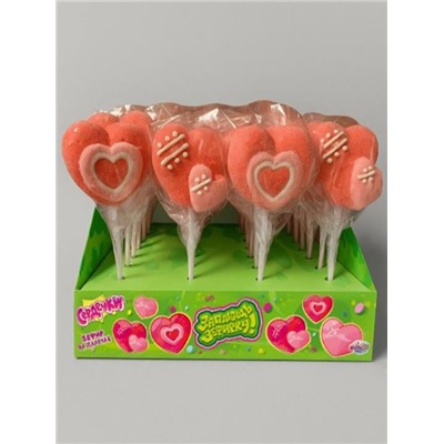 Воздушный зефир на палочке «Заплющь зефирку! СЕРДЕЧКИ», 24шт.