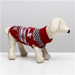 Свитер «Бегущие олени», L (ДС 29, ОШ 29, ОГ 29-49 см), бордовый