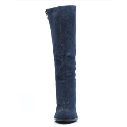 02-F65-011M DARK BLUE Сапоги зимние женские (натуральная замша, натуральный мех (полностью))