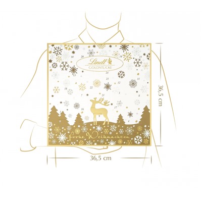 Lindt Goldstucke 2025 Adventskalender Линдт Адвент-календарь, 24 сладких сюрприза, 36см х 36см, 156 г