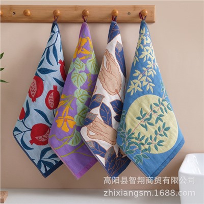 Zhiyang towel Korean Buddha jacquard four-layer cotton gauze large square towel wipe hand towel kitchen towel factory price wholesale