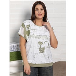 Блуза Алтея (белая/хаки) Б15366-20М