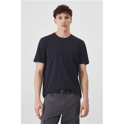 T-shirt bawełniany męski gładki kolor granatowy