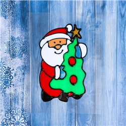 Наклейка на стекло «Дед Мороз с ёлкой», 9×14 см
