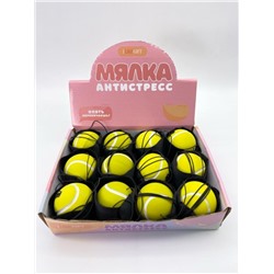 Мялка - антистресс на резинке «Tennis ball», шоу-бокс 12 шт.