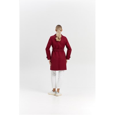 Пальто женское демисезонное 25570 (бордовый/ёлочка)