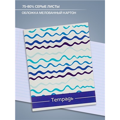 Тетрадь 48 листов в линейку Calligrata «Орнамент», обложка мелованный картон, блок №2, белизна 75% (серые листы), МИКС