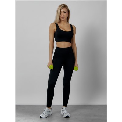 Спортивный костюм для фитнеса женский черного цвета 20006Ch