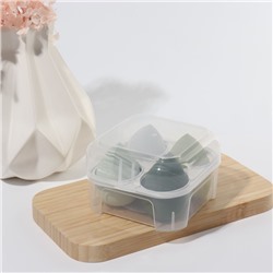 Спонжи для макияжа, набор - 4 шт., увеличиваются при намокании, цвет зелёный