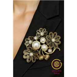 Брошь с жемчугом бронза БР4/7