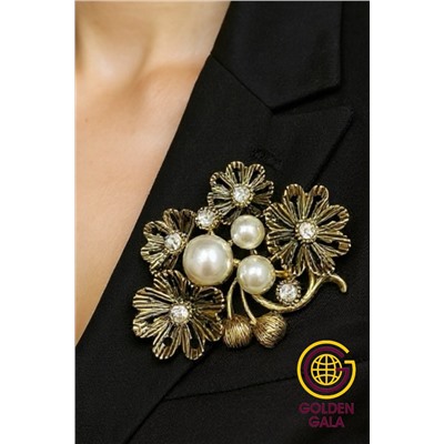 Брошь с жемчугом бронза БР4/7