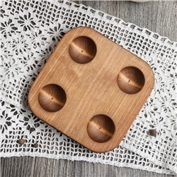 Подставка деревянная для яиц и кекса Adelica, 4 отделения, d=13 см, 13×13×1,8 см, массив берёзы