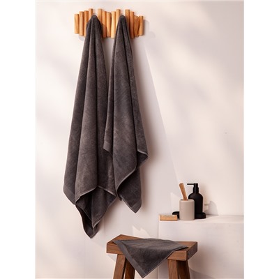 Полотенце для лица темно-серого цвета из коллекции Essential, 30х30 см