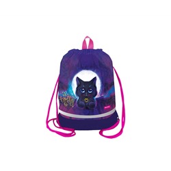 Мешок для обуви 1 отделение Berlingo "Jolly kitty", 400*480мм, расширяющееся дно, светоотражающая лента, карман на молнии
