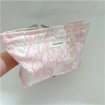 Cosmetic bag, handheld small clutch bag, storage bag, lipstick for skin care, new collection, flowered, with embroidery, high-quality style