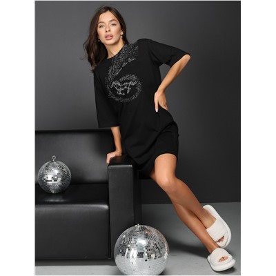 Платье домашнее "Вьюга" черный