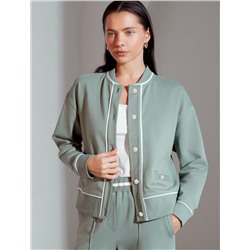 Бомбер среднего объема на пуговицах из футера двухнитки с эластаном