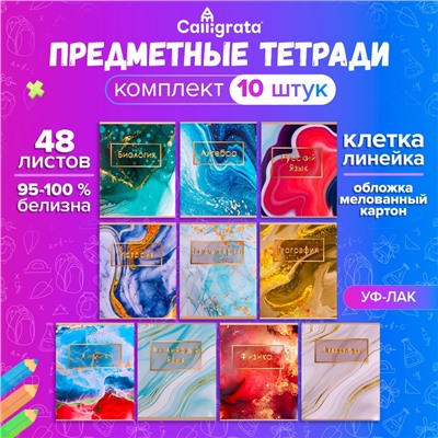 Набор предметных тетрадей 48 листов, Calligrata «Мрамор светлый», 10 предметов