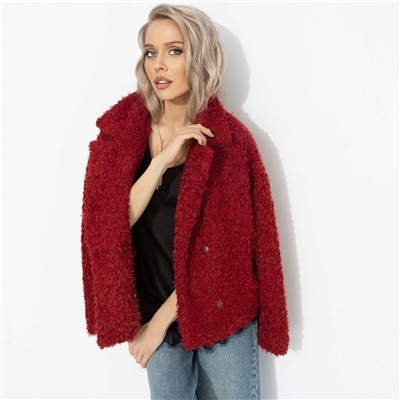 Полупальто из мягкого экомеха, Слишком заметна (красный закат, oversize, 42-48)