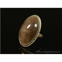 Кольцо обсидиан овал 21*33мм, размер 18