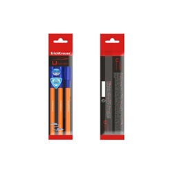 Набор ручек шариковых 3 штуки, ErichKrause U-109 Orange Stick&Grip, игольчатый узел 1.0 мм, чернила синие, супермягкое письмо, резиновый держатель, корпус оранжевый
