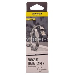 USB кабель micro USB 0.22м AWEI CL-86 браслет (золото)