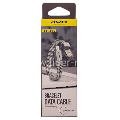 USB кабель micro USB 0.22м AWEI CL-86 браслет (золото)