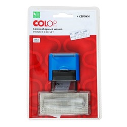 Штамп автоматический самонаборный COLOP Printer С20-SET Compact, 4 строки, 1 касса, синий
