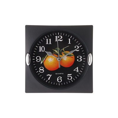 Часы настенные для кухни «Фрукты», для дома и дачи, 15×15 см, d=13 см, чёрные