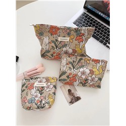 Cartoon capacious handheld cosmetic bag, storage bag for traveling, small clutch bag, pencil case