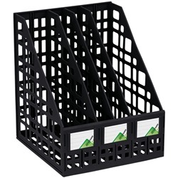 Лоток для бумаг сборный, вертикальный, 4 отделения, чёрный
