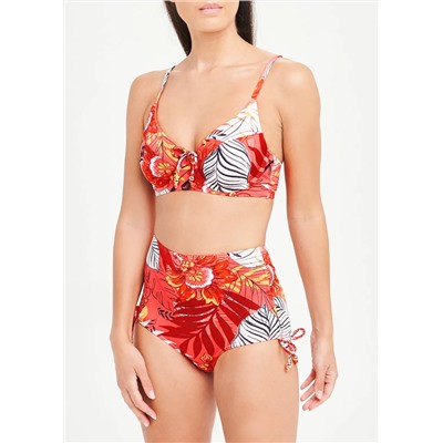 Soon Floral Palm Ruche Side Bikini Bottoms