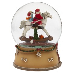 GAEM Фигурка декор в стекл шаре "Дед Мороз на лошадке" (муз и вьюга, 3xAAA н/п), D 15 см, L14 W14 H19 см