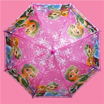 Зонт-трость для девочки с мультгероями полуавтомат Арт 1001/2