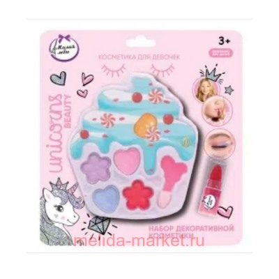Unicorns Beauty Набор тени для век 4цв+помада для губ+аппликатор Пироженое 5680