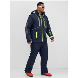 Горнолыжный костюм мужской зимний темно-синего цвета 394TS